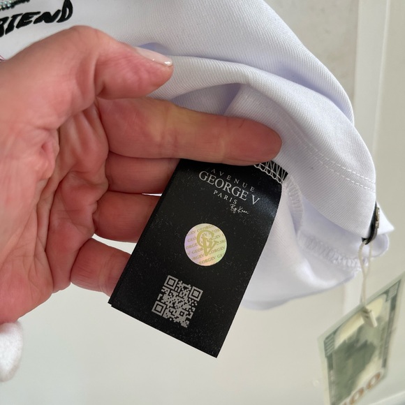 Avenue George V Paris T-Shirt Men's White Shirt Teddy Bear Rhinestone  XL 2XL - Picture 10 of 13